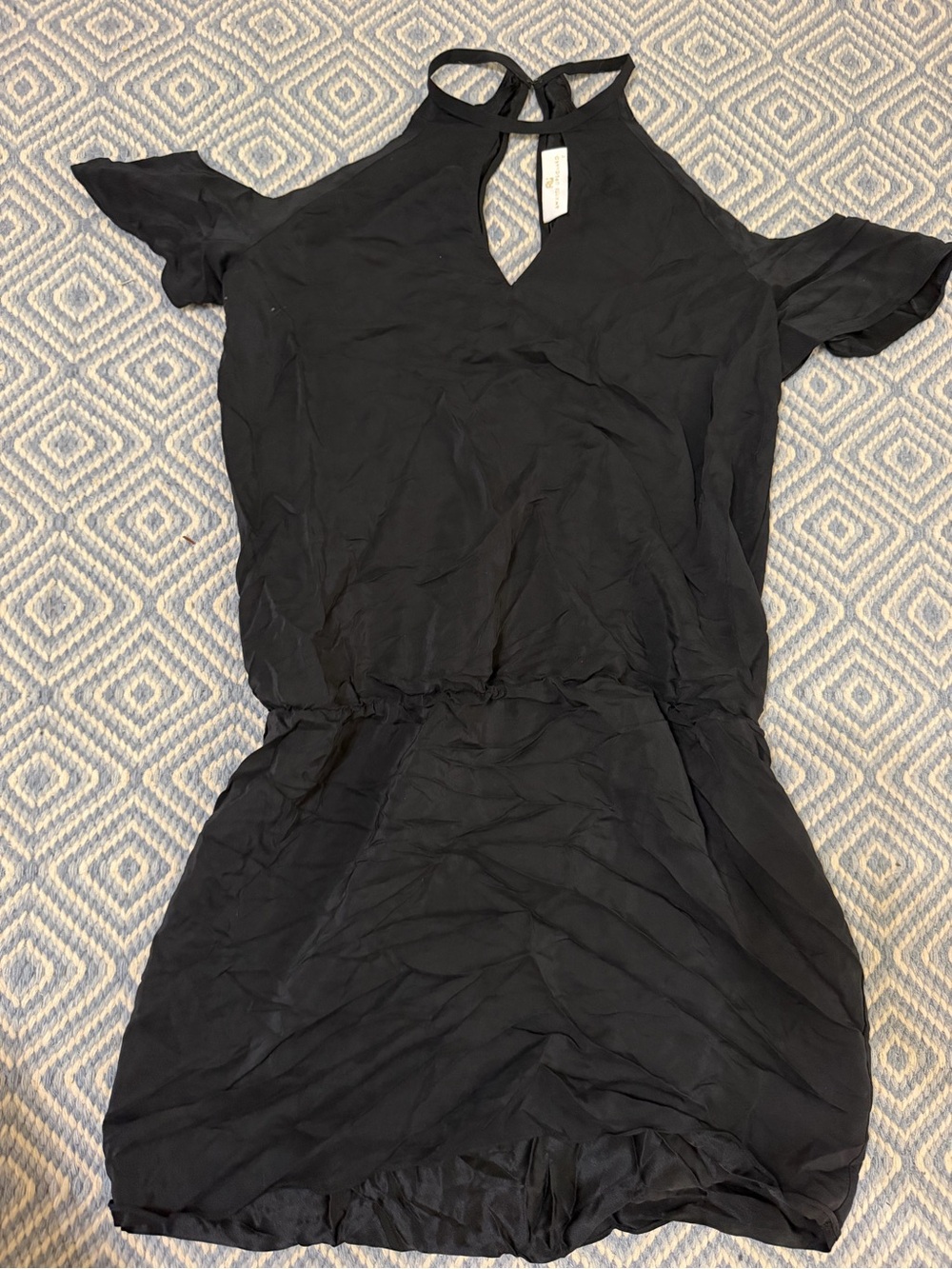 Amanda Uprichard Black Cold-Shoulder Mini Dress